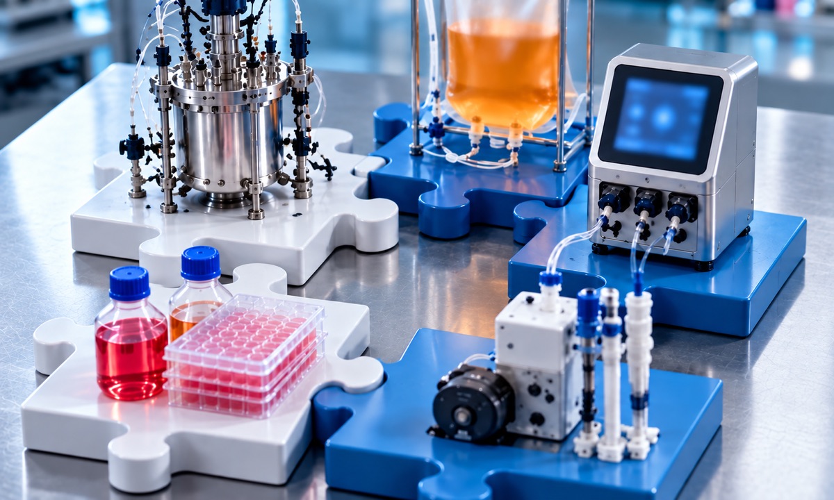 Modular laboratory equipment arranged as puzzle pieces
