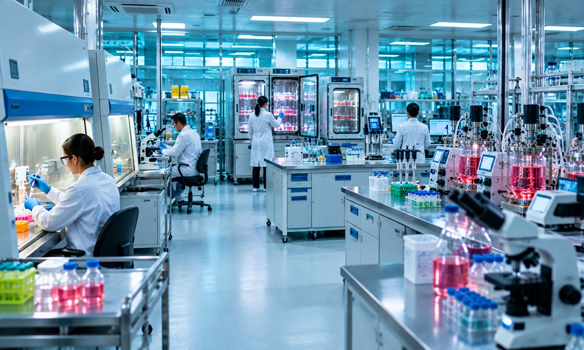 A fully equipped biologics laboratory