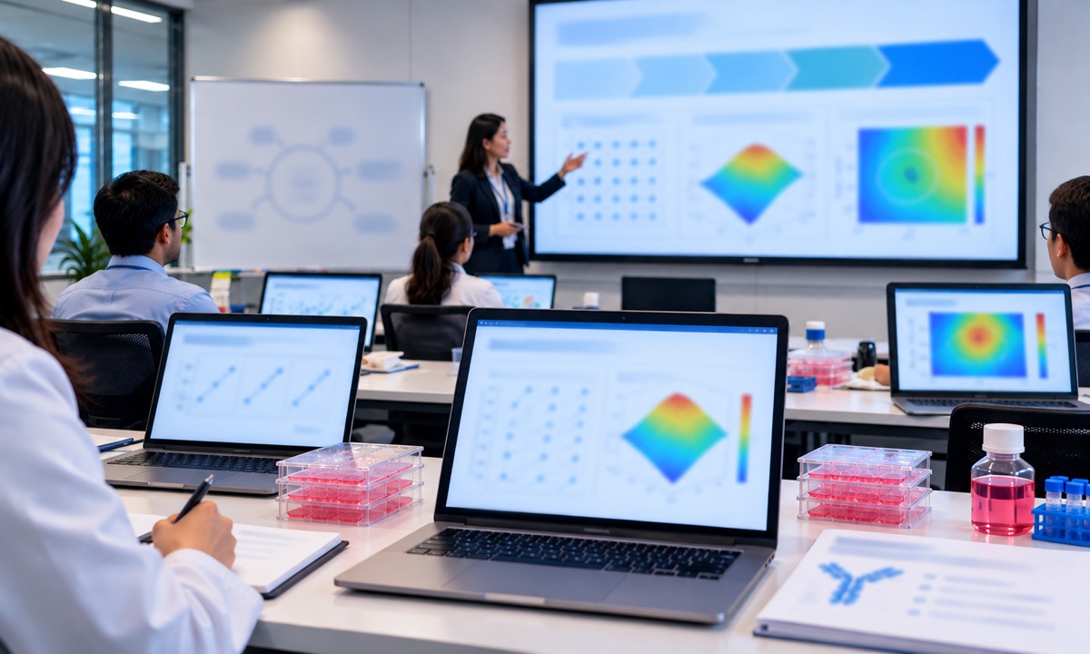 DoE and QbD training session with design and response-surface charts